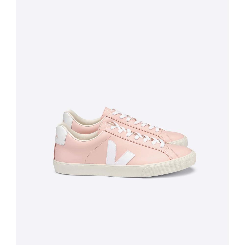 Women\'s Veja ESPLAR LEATHER Sneakers Pink | SG 615CTV